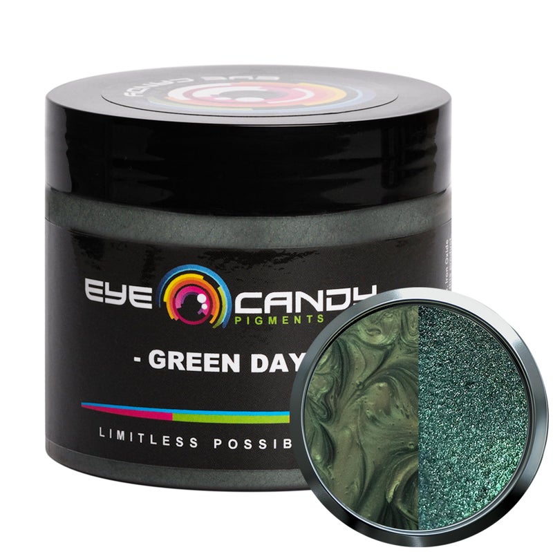Eye Candy Pigments Premium Green Mica Powder  Green Day 50gr  for Epoxy Resin Soap Paint Woodworking Acrylic Pouring Bath Bombs Fishing Lures  DIY Arts and Crafts Additive
