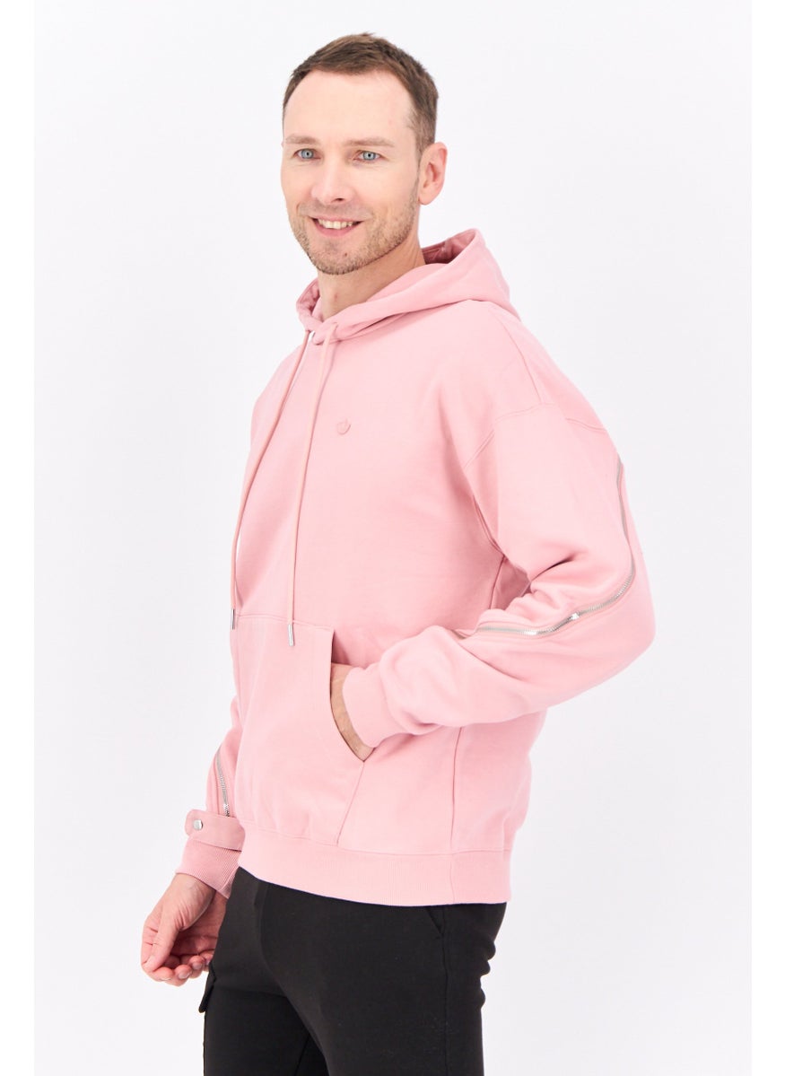 adidas Originals Men Sportswear Fit Long Sleeve Outdoor Hoodies, Rose Pink  - Image 2