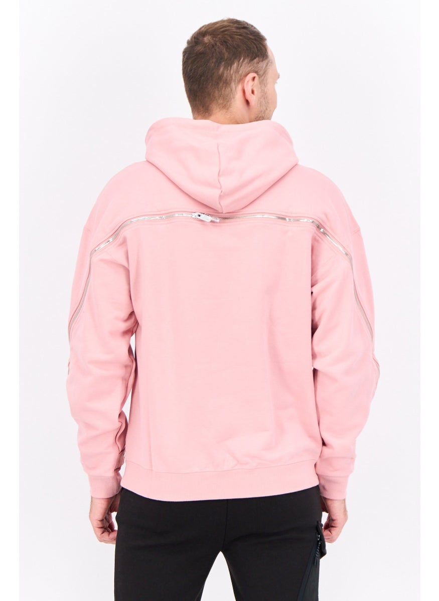 adidas Originals Men Sportswear Fit Long Sleeve Outdoor Hoodies, Rose Pink  - Image 3