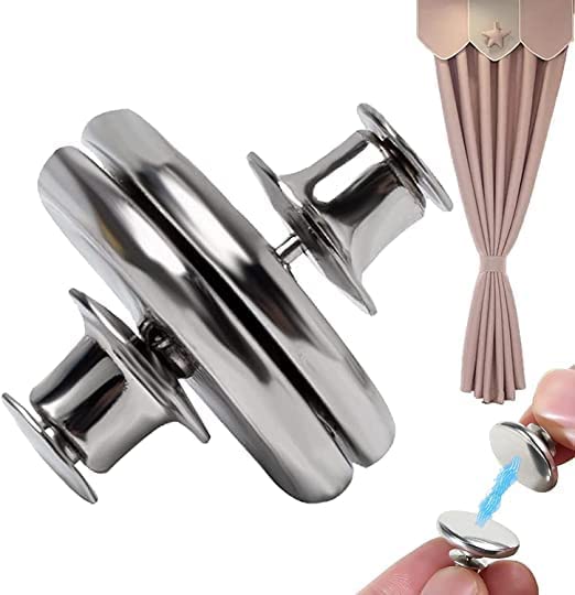 see ever 1 Pairs Curtain Weights Magnetic Buttons, Round Curtain Magnets Closure with Back Tack, Light- Leaking Curtain Magnetic Holdback Button DIY Craft Accessory Home Decoration - Image 1