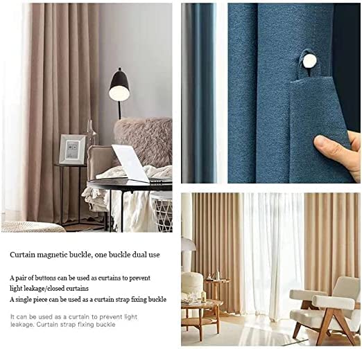 see ever 1 Pairs Curtain Weights Magnetic Buttons, Round Curtain Magnets Closure with Back Tack, Light- Leaking Curtain Magnetic Holdback Button DIY Craft Accessory Home Decoration - Image 3