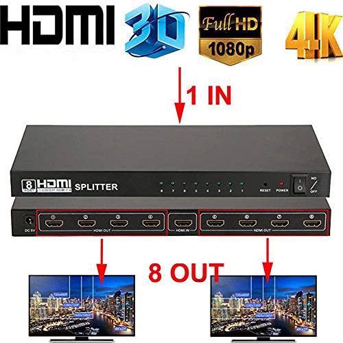 Tobo HDMI Splitter 1 in 8 Port Out of Full HD Support 1080 P 4k 1x8 HDMI Splitter 4K, 8 Port HDMI Splitter 1 to 8 Real 4K x 2K Splitter HDMI 1 I HDMI Splitter HDMI Splitter ver 1.4-TD-463H. - Image 4
