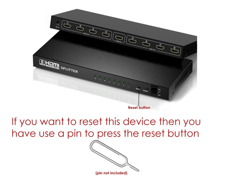 Tobo HDMI Splitter 1 in 8 Port Out of Full HD Support 1080 P 4k 1x8 HDMI Splitter 4K, 8 Port HDMI Splitter 1 to 8 Real 4K x 2K Splitter HDMI 1 I HDMI Splitter HDMI Splitter ver 1.4-TD-463H. - Image 2