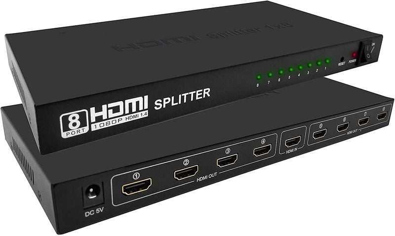 Tobo HDMI Splitter 1 in 8 Port Out of Full HD Support 1080 P 4k 1x8 HDMI Splitter 4K, 8 Port HDMI Splitter 1 to 8 Real 4K x 2K Splitter HDMI 1 I HDMI Splitter HDMI Splitter ver 1.4-TD-463H. - Image 1