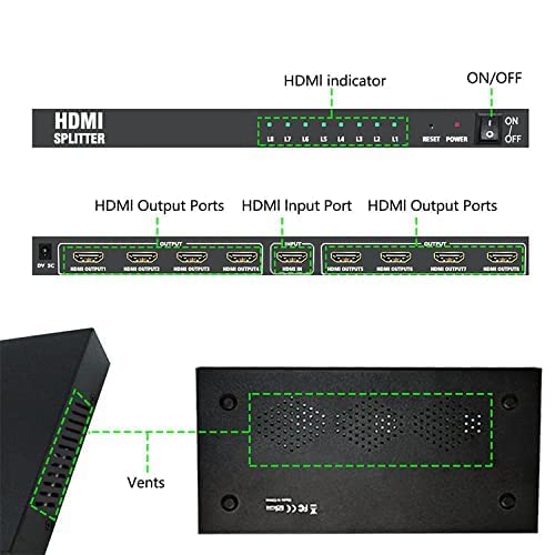 Tobo HDMI Splitter 1 in 8 Port Out of Full HD Support 1080 P 4k 1x8 HDMI Splitter 4K, 8 Port HDMI Splitter 1 to 8 Real 4K x 2K Splitter HDMI 1 I HDMI Splitter HDMI Splitter ver 1.4-TD-463H. - Image 5