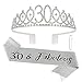 CAVETEE Sliver 30 & Fabulous Birthday Sash and Crown 30th Birthday Tiaras and Sash Set for Women Birthday Decorations - Image 2
