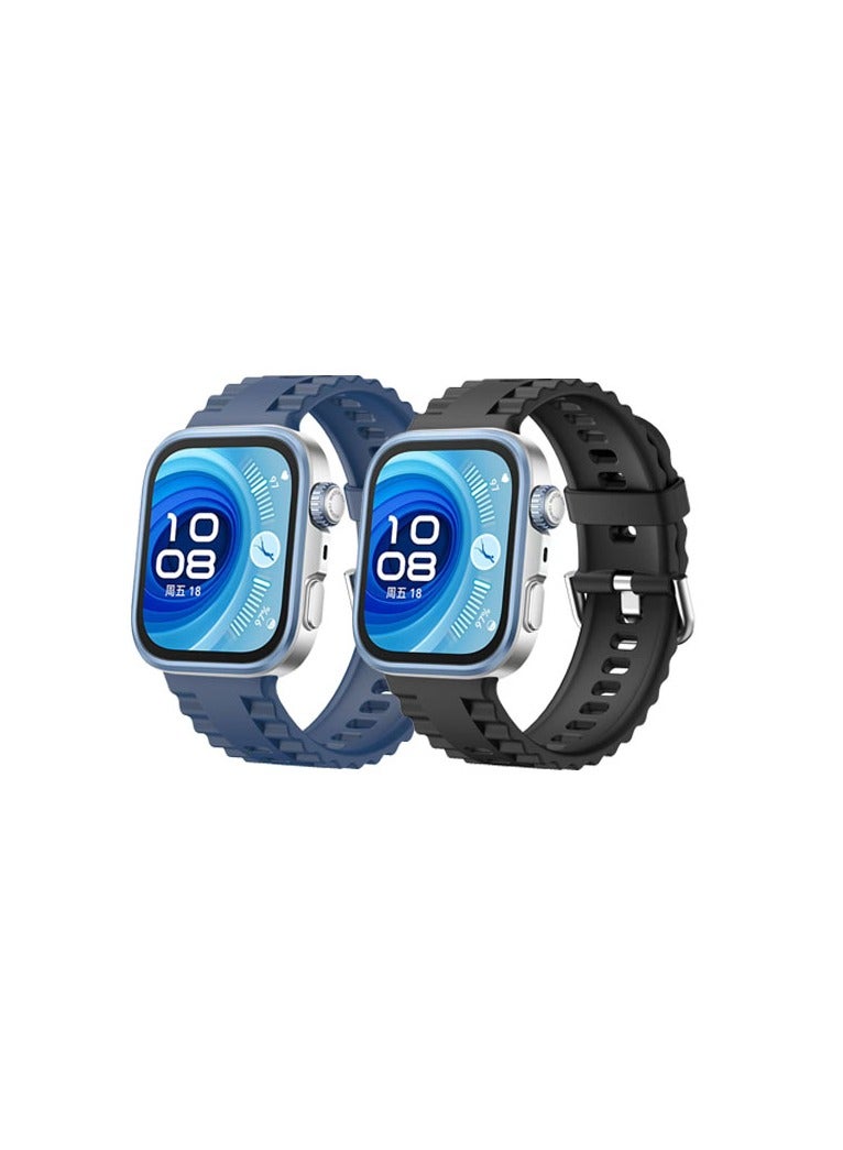 دكينج من أجل هواوي ساعة Fit4 Pro / Fit4 / Fit3 سوار رياضي سيليكون ويف للرجال / النساء أزرق / أسود - Image 1