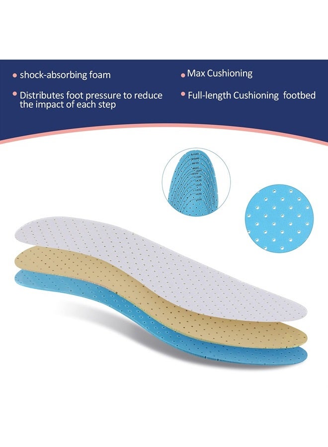 Sintege 3 Pairs Breathable Shoe Insoles Inserts Ultra-Soft Cushioning Walking Comfort Insoles Double-Layer Latex Foam Perforated Insoles Replacement Insoles for Men 7-11 Woman 2-8 (White, Black, Grey) - Image 4