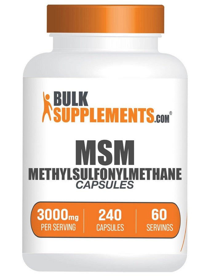 BulkSupplements.com MSM Capsules - Methylsulfonylmethane, MSM Supplement Capsules - MSM Pure Capsules, MSM 3000mg - Joints Supplements, 3 Capsules per Serving, 60-Day Supply, 240 Capsules - Image 1
