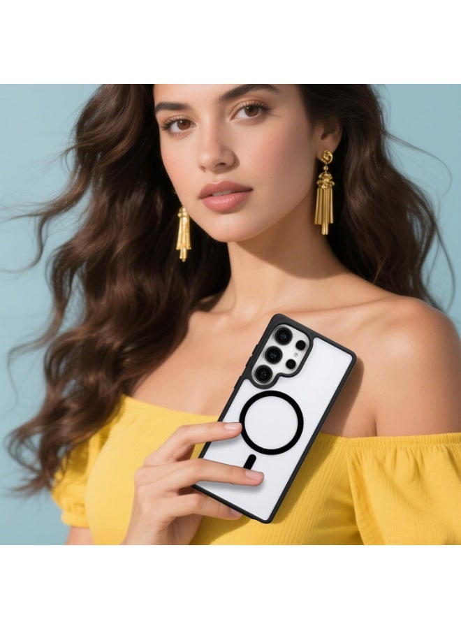 Magnetic Galaxy S26 Ultra Case Compatible with MagSafe, Clear Strong Magnetic Case, Hard PC Shockproof Protective Cover, Slim Cover for Samsung S26 Ultra -Clear (Black) - Image 3