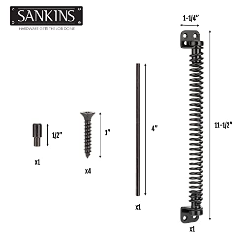 SANKINS 11-1/2" Gate Spring Self Closing Heavy Duty Outdoor Door Spring Automatic Metal Gate Closure Hardware with Adjustable Tool for Wooden and Vinyl Fence, Black - Image 2