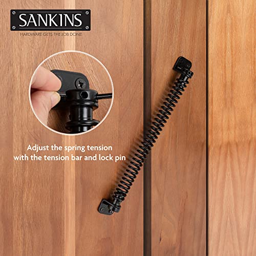SANKINS 11-1/2" Gate Spring Self Closing Heavy Duty Outdoor Door Spring Automatic Metal Gate Closure Hardware with Adjustable Tool for Wooden and Vinyl Fence, Black - Image 3