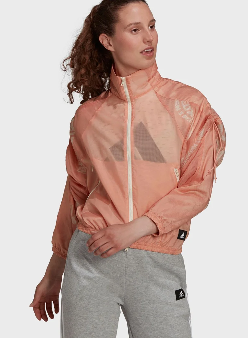 adidas جاكيت بسحاب امامي