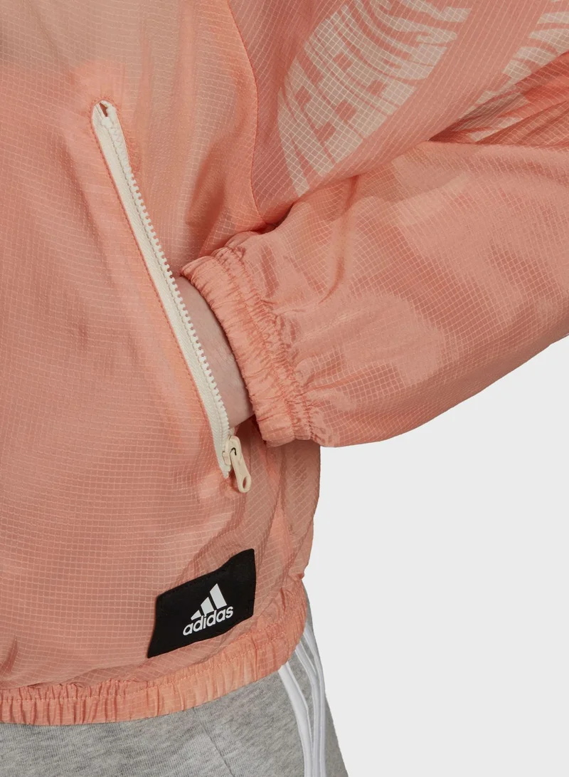 adidas جاكيت بسحاب امامي