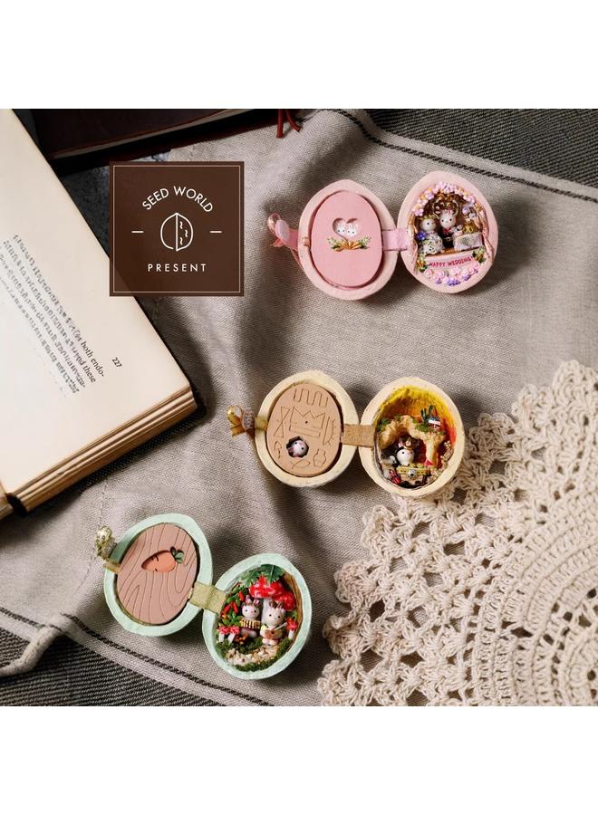 الأزرق جي دبليو بيت الحكمة DIY كوخ البذور العالم مصنوعة يدويا منزل صغير للأطفال نموذج لعبة هدية عيد ميلاد إبداعية - Image 4