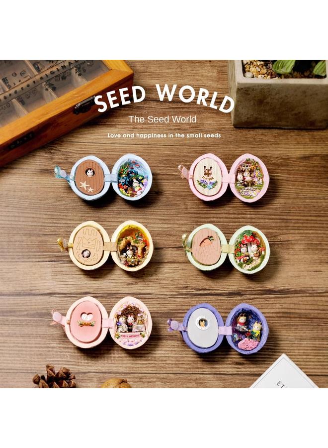 الأزرق جي دبليو بيت الحكمة DIY كوخ البذور العالم مصنوعة يدويا منزل صغير للأطفال نموذج لعبة هدية عيد ميلاد إبداعية - Image 2