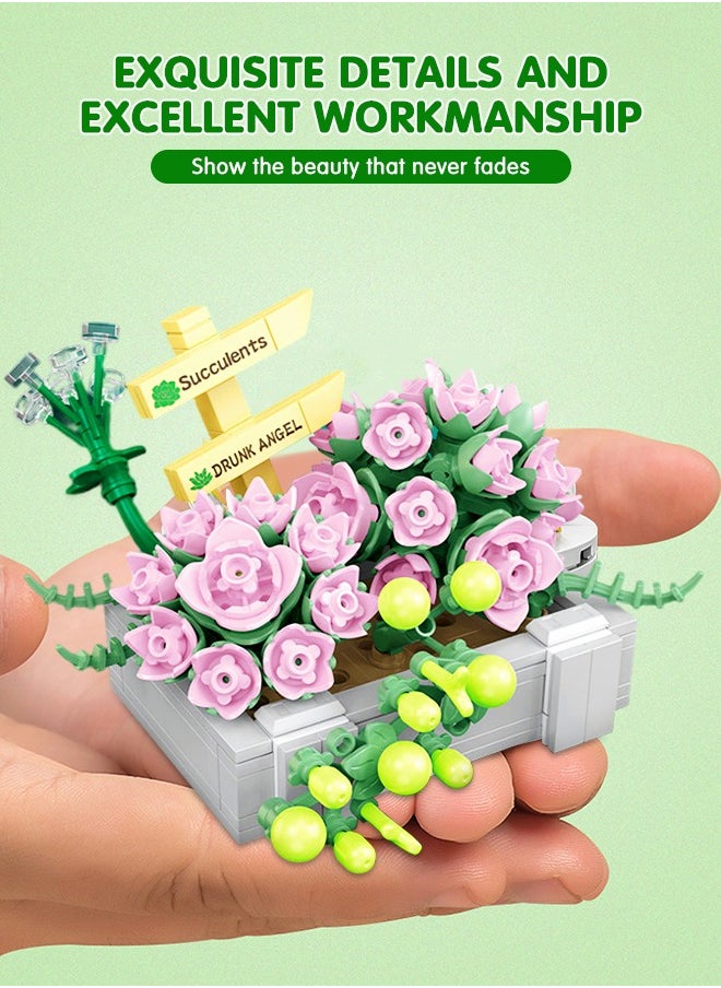GROIC Mini Succulents Bonsai Bricks Bonsai Model, Simulation Succulent Plant Set, Creative DIY Flower Particle Botanical Collection Construction Building Blocks Toy  - Image 5