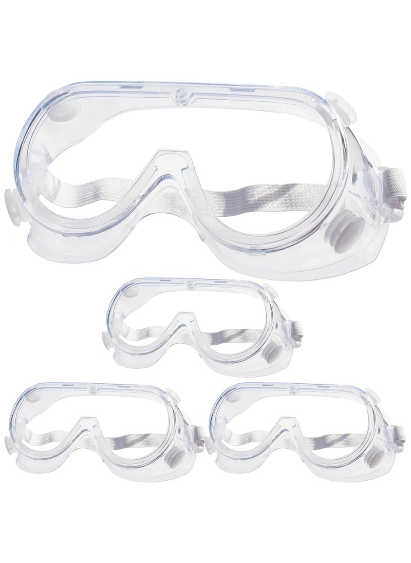 Cuken 4 Pack Protective Safety Goggle for Lab Chemistry Soft Lightweight, Goggles over Prescription Glasses, Anti-Splash Worker Construction Eye Protection Science Onion Cutting and More (Clear)  - Image 1