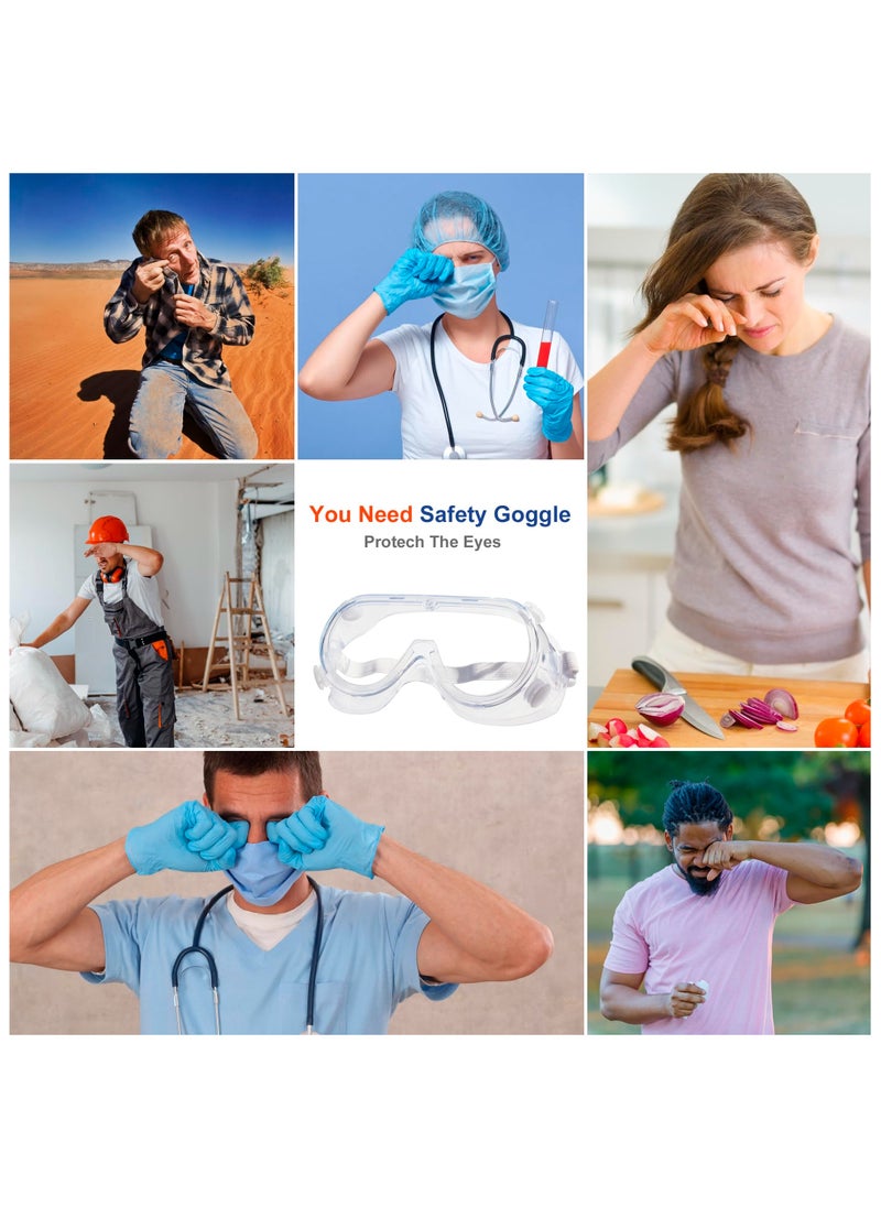 Cuken 4 Pack Protective Safety Goggle for Lab Chemistry Soft Lightweight, Goggles over Prescription Glasses, Anti-Splash Worker Construction Eye Protection Science Onion Cutting and More (Clear)  - Image 5
