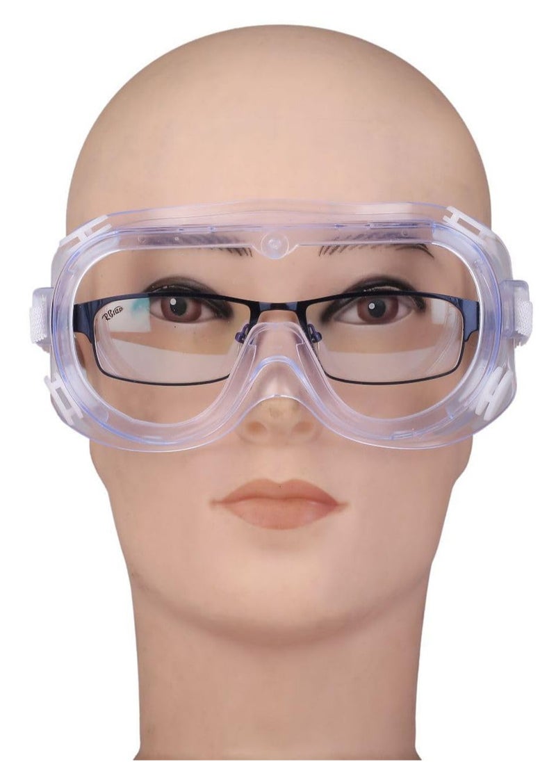 Cuken 4 Pack Protective Safety Goggle for Lab Chemistry Soft Lightweight, Goggles over Prescription Glasses, Anti-Splash Worker Construction Eye Protection Science Onion Cutting and More (Clear)  - Image 4