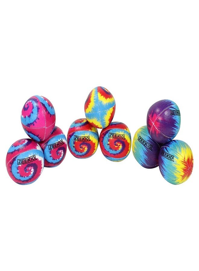 Zeekio - Tie Dye Festival Juggling Ball - Professional Grade - Suitable for All Levels & Ages - Synthetic Leather Ball Durable - 120 Grams - Pack of 3 - Pink/Blue/White Swirl - Image 2