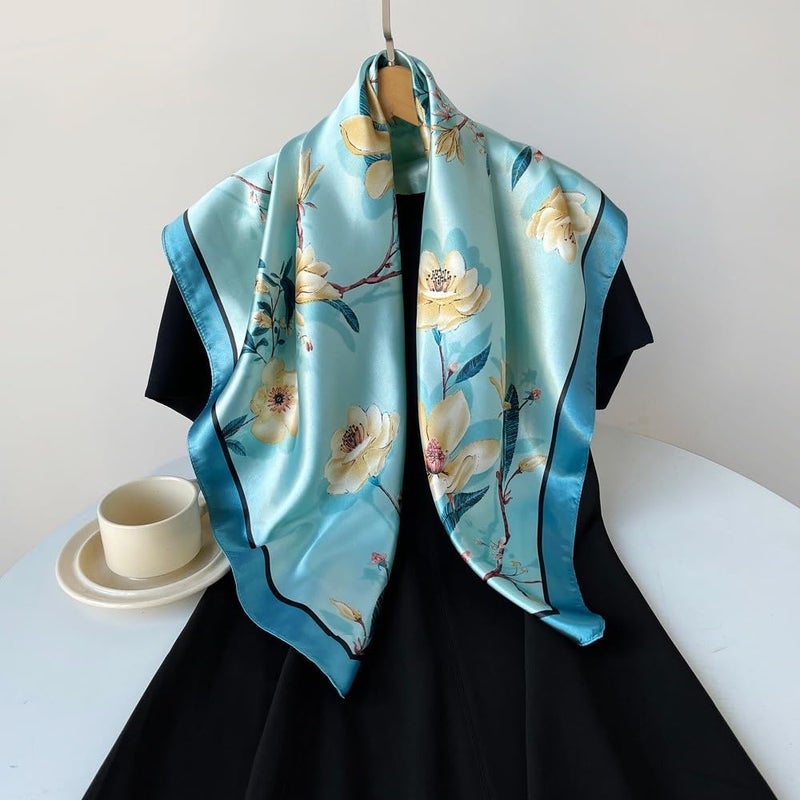 Julunar Silk Like Head Scarf for Women - Satin Large Hair Scarves - 35" Square Silk Hair Wrap for Sleeping with Gift Packed - Image 4