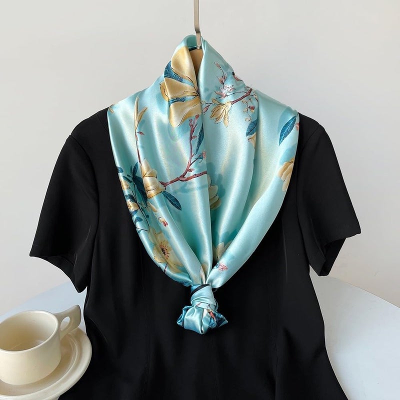 Julunar Silk Like Head Scarf for Women - Satin Large Hair Scarves - 35" Square Silk Hair Wrap for Sleeping with Gift Packed - Image 3