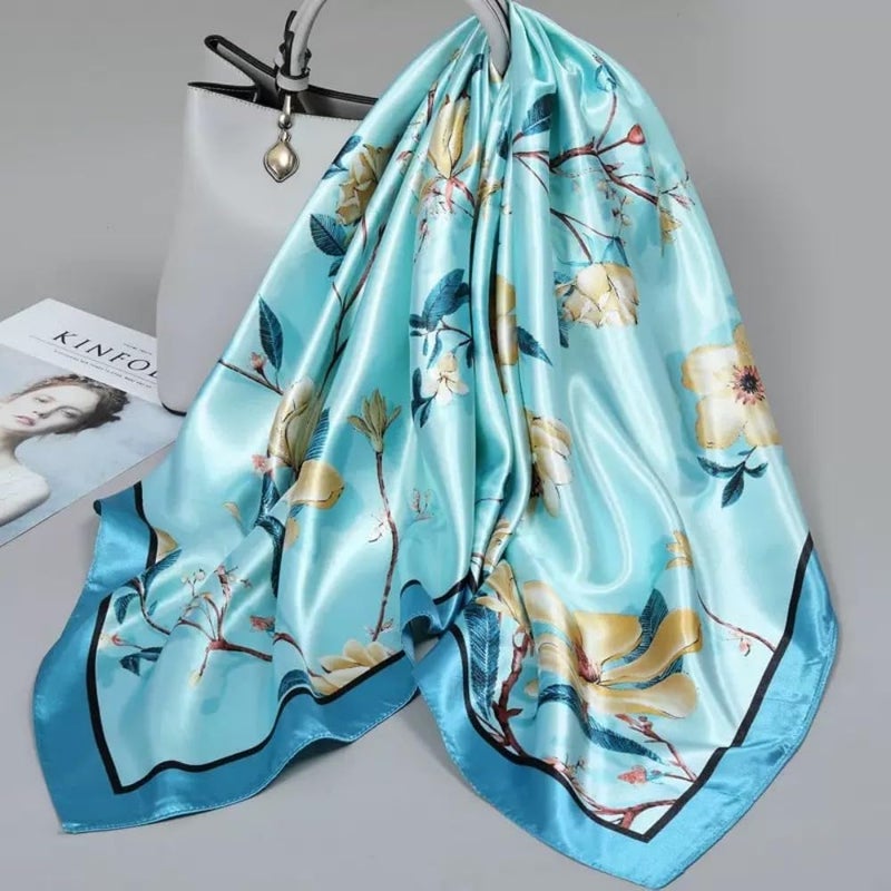 Julunar Silk Like Head Scarf for Women - Satin Large Hair Scarves - 35" Square Silk Hair Wrap for Sleeping with Gift Packed - Image 2