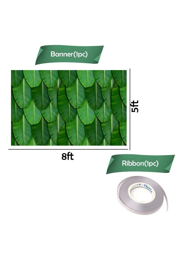 Party Propz Party Propz Banana Leaf Backdrop Decoration - 1pc (8ft*5ft) Banana Leaf Backdrop for Decoration, Haldi Decoration Items for Home, Backdrop for Pooja Decoration, Annaprasana Decoration Backdrop  - Image 2