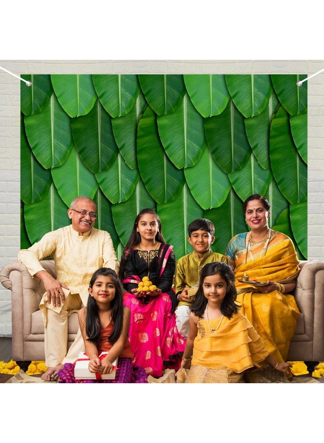 Party Propz Party Propz Banana Leaf Backdrop Decoration - 1pc (8ft*5ft) Banana Leaf Backdrop for Decoration, Haldi Decoration Items for Home, Backdrop for Pooja Decoration, Annaprasana Decoration Backdrop  - Image 4
