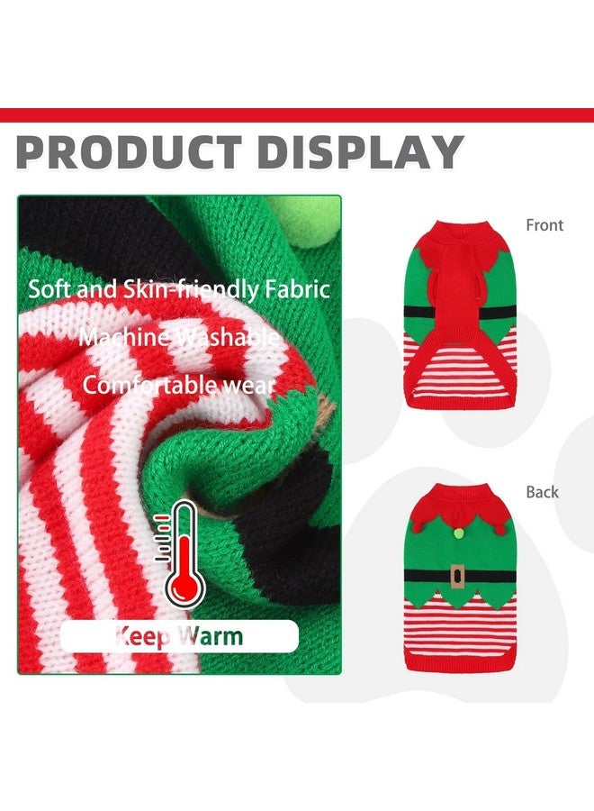 Dog Sweater Winter Clothes - Christmas Knitwear Soft Santa Claus Shirt For Cold Weather, Fleece Pet Sweatshirt Pullover Jumper Outfit For Small Medium Large Dogs Puppy Cats Girls Boys Red L