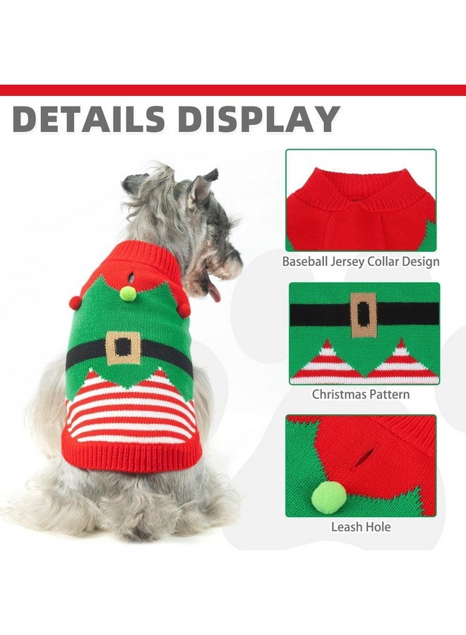 Dog Sweater Winter Clothes - Christmas Knitwear Soft Santa Claus Shirt For Cold Weather, Fleece Pet Sweatshirt Pullover Jumper Outfit For Small Medium Large Dogs Puppy Cats Girls Boys Red L