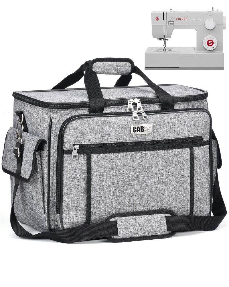 CAB55 Sewing Machine Case, Sewing Machine Carrying Bag with Removable Padding Pad, Tote Bag for Sewing Machine and Extra Sewing Accessories, Gray(17"x13"x14") - Image 1
