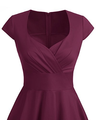 Bbonlinedress Women Plus Size Vintage 1950s Retro Christmas Cocktail Party Swing Dress Formal Wedding Guest Dress Burgundy 3XL - Image 4