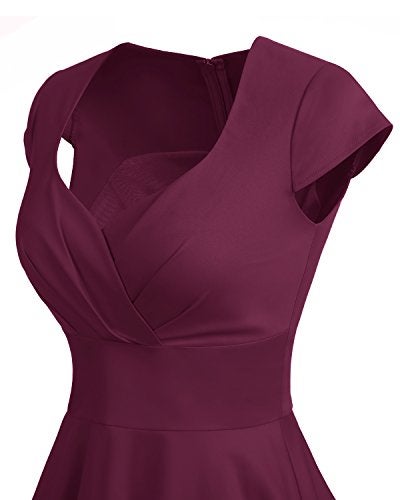 Bbonlinedress Women Plus Size Vintage 1950s Retro Christmas Cocktail Party Swing Dress Formal Wedding Guest Dress Burgundy 3XL - Image 5