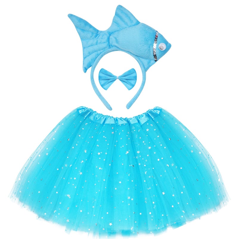 Dxhycc Animal Costume Set 3D Fish Goldfish Headband Bowtie and Tutu Animal Fancy Costume for Halloween Dress Up - Image 2