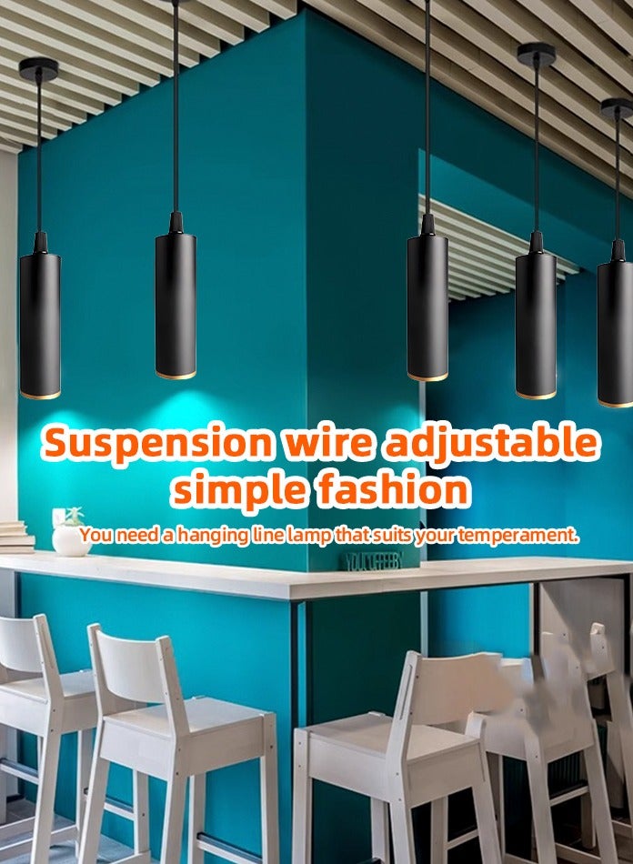 Vmax Modern Pendant Light Ceiling Lamp, 3000K Warm White, Hanging LED Tube Light, Chandelier Spot Light, for Kitchen, Bedroom, Living Room – White/Brown (Black, 40W 7 * 22.8mm, Warm White) - Image 3