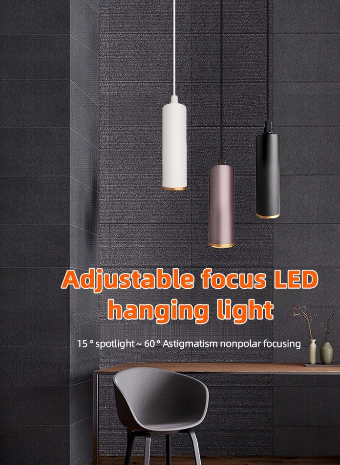 Vmax Modern Pendant Light Ceiling Lamp, 3000K Warm White, Hanging LED Tube Light, Chandelier Spot Light, for Kitchen, Bedroom, Living Room – White/Brown (Black, 40W 7 * 22.8mm, Warm White) - Image 4