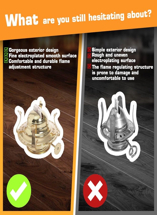 Pacify 4 Pack Oil Lamp Burner Brass Plated Oil Lamp Parts Including 9.4FT Cotton Wick #2 Replacement Burner Chimney Holder - Image 5