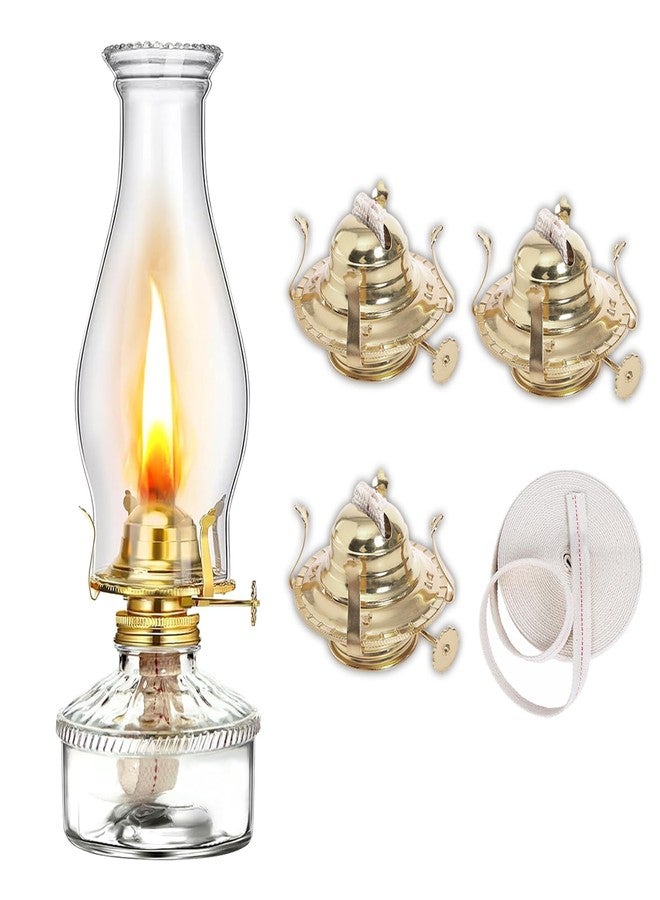 Pacify 4 Pack Oil Lamp Burner Brass Plated Oil Lamp Parts Including 9.4FT Cotton Wick #2 Replacement Burner Chimney Holder - Image 1