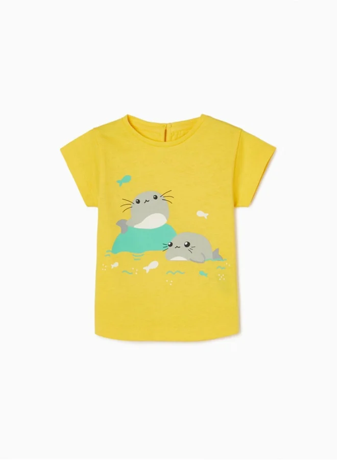 زيبي T-Shirt for Baby Girls 'Whales', Yellow