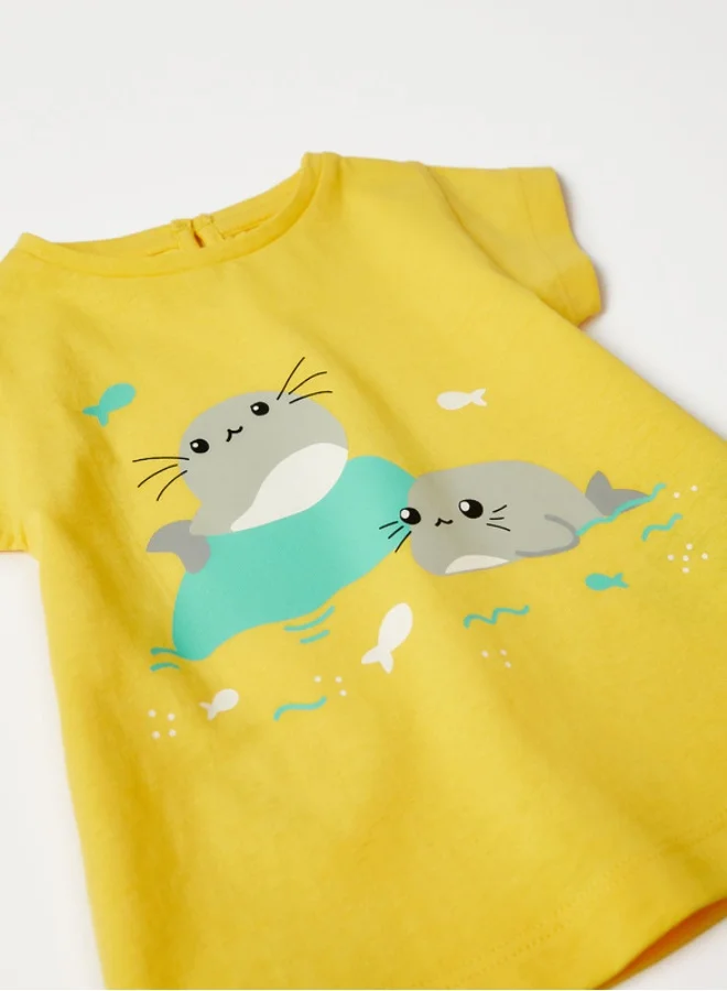 زيبي T-Shirt for Baby Girls 'Whales', Yellow