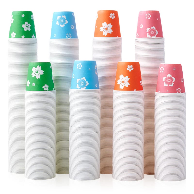 LITOPAK 800 Pack 3oz Disposable Bathroom Cups Colorful Disposable Mouthwash Cups Small Disposable Cups Mini Paper Cups for Parties Picnics Barbecues Travel and Events