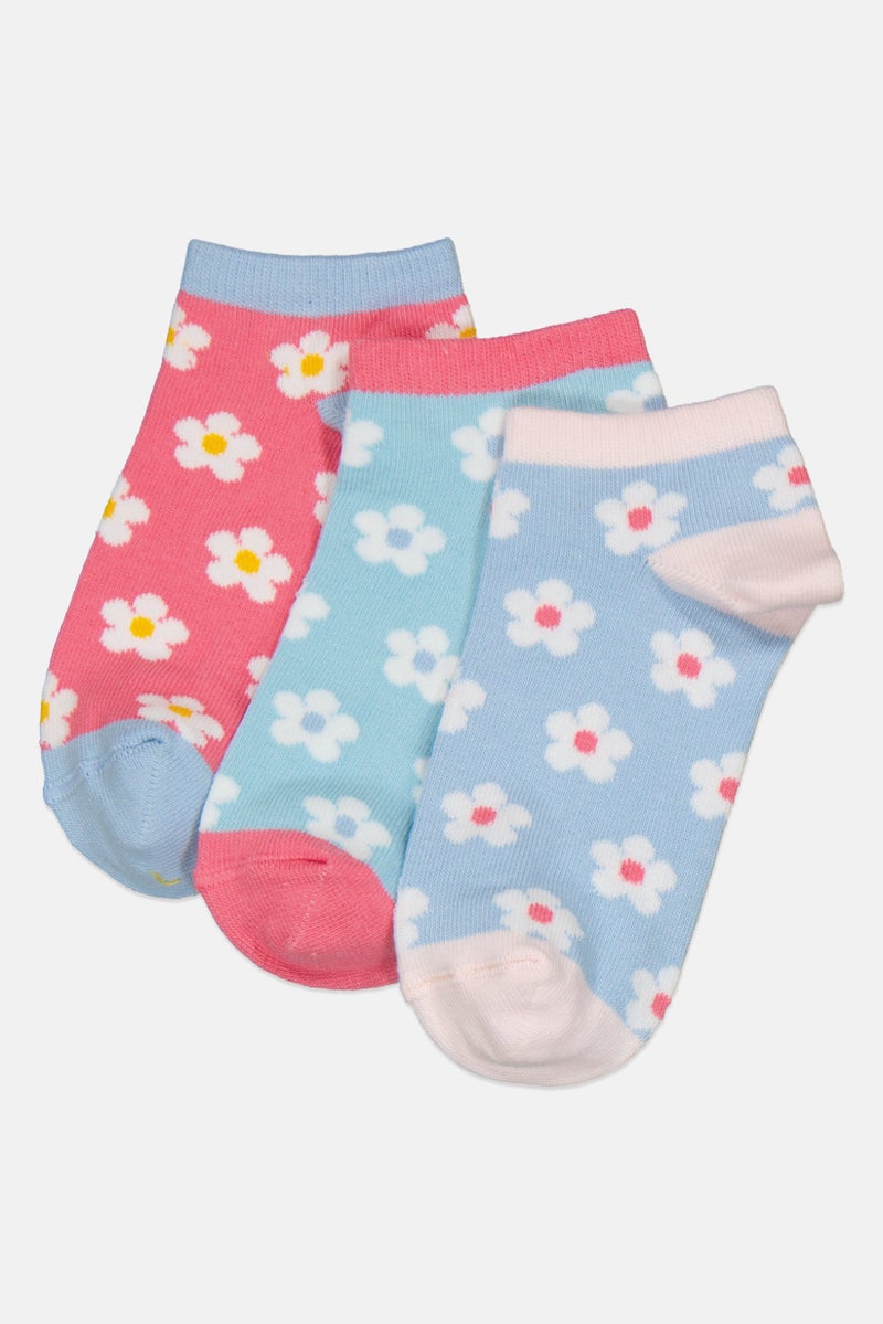 Joe Boxer Kids Girl Floral Print Ankle Sock, Multicolor - Image 1