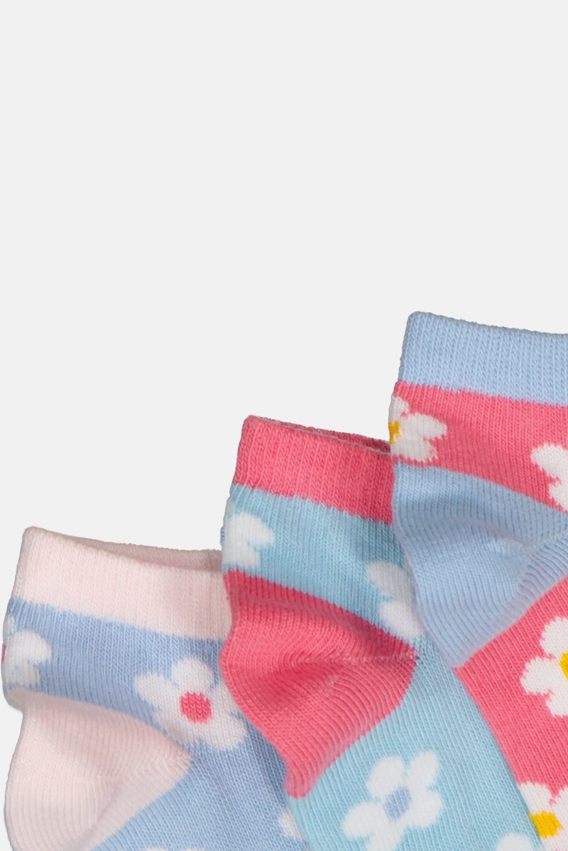 Joe Boxer Kids Girl Floral Print Ankle Sock, Multicolor - Image 3