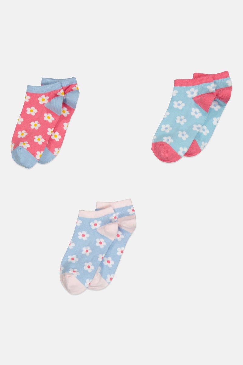 Joe Boxer Kids Girl Floral Print Ankle Sock, Multicolor - Image 2