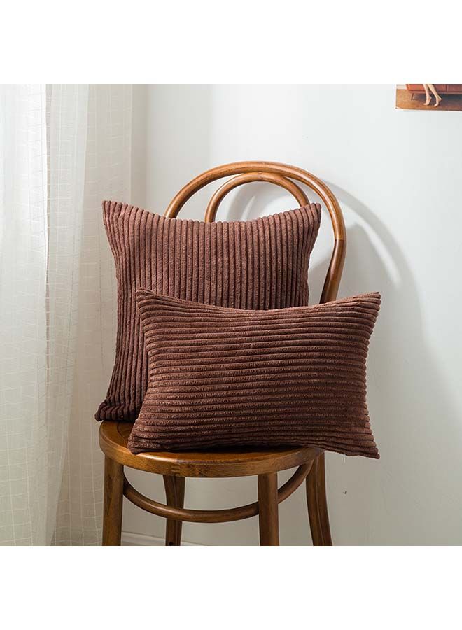 NIBEMINENT 2-Piece Solid Cushion Cover Set Brown 45x45centimeter