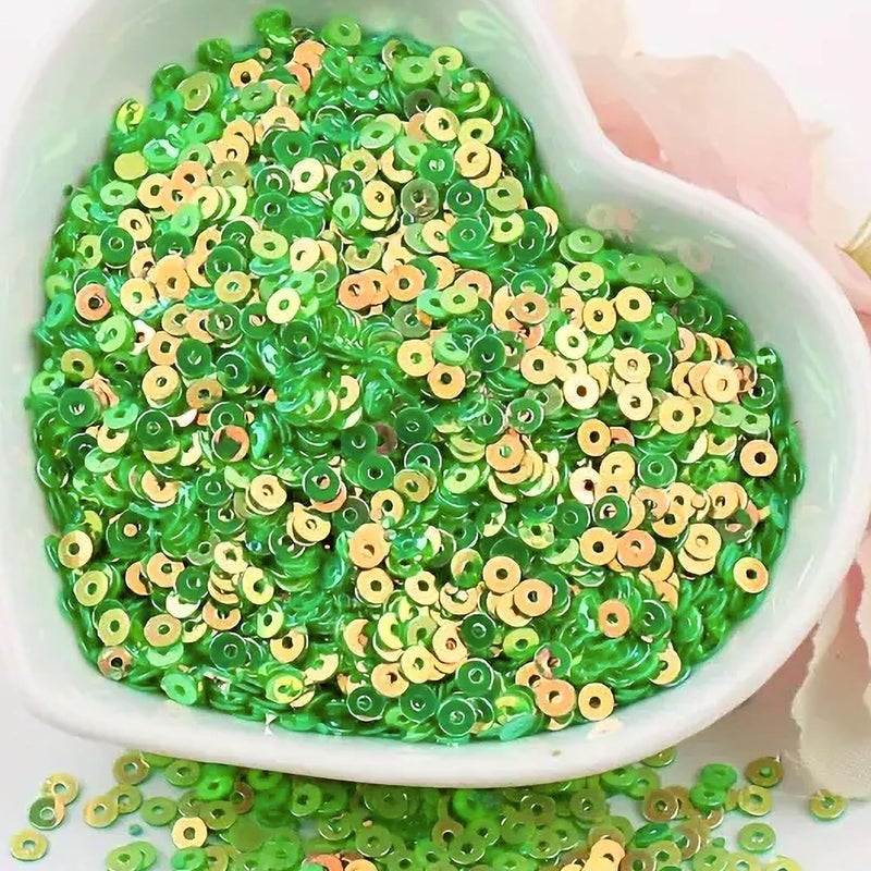 INDIKONB INDIKONB Sequins Round Shape 4mm Sitara Sequins with Holes for Embroidery Crafts Scrapbooking Decorative Sequins for Embroidery Work Craft Projects DIY Scrapbooking Accessories Pack of 100 gms 3000 pcs Light Green  - Image 1