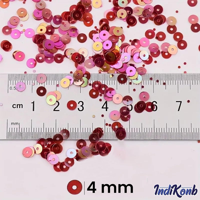 INDIKONB INDIKONB Sequins Round Shape 4mm Sitara Sequins with Holes for Embroidery Crafts Scrapbooking Decorative Sequins for Embroidery Work Craft Projects DIY Scrapbooking Accessories Pack of 100 gms 3000 pcs Light Green  - Image 2