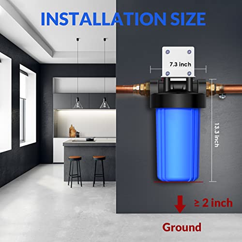 SimPure Whole House Water Filter Housing (DB10P), 10" x 4.5" Sediment Carbon Filter Universal Housing, Pre-Filtration System for Well and City Water, 1" NPT Port, Pressure Release - Image 4